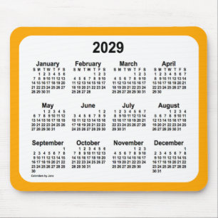 2029 White on Orange Calendar by Janz Two Tone Mousepad