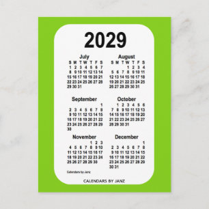 2029 Yellow Green 6 Month Mini Calendar von Janz Postkarte