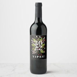 202 YIPPEE (schwarz) Elegant & Funny New Year Wine Weinetikett