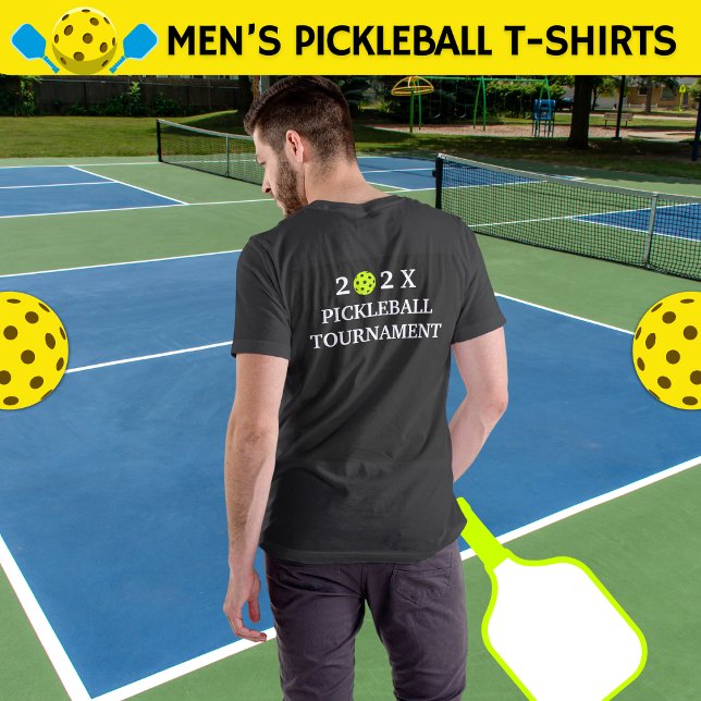 202X Pickleball Turnier zurück Schwarz T-Shirt (Von Creator hochgeladen)