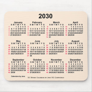 2030 Antik White 52 Weeks ISO Kalender von Janz Mousepad