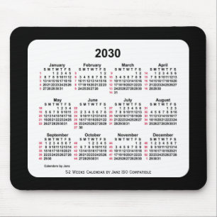 2030 Black 52 Weeks ISO Kalender von Janz Two Tone Mousepad