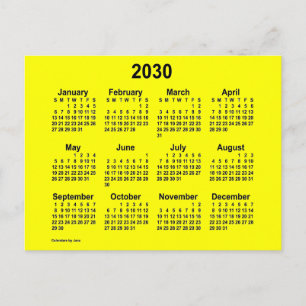2030 Gelber Mini-Kalender von Janz Postkarte