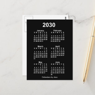 2030 Neon White 6 Month Mini Kalender von Janz Postkarte