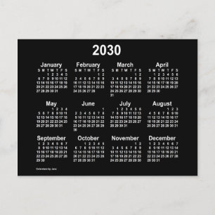 2030 Neon White Mini Kalender von Janz Postkarte