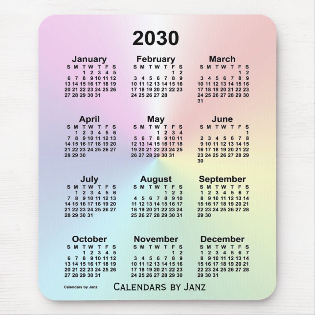 2030 Rainbow Cloud Calendar by Janz Mousepad (Vorne)