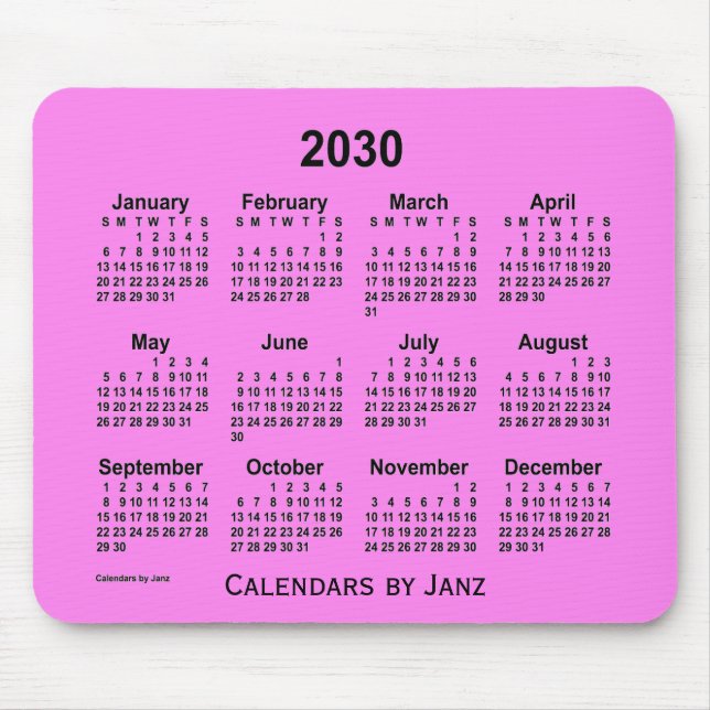 2030 Violet Calendar von Janz Mouse Pad Mousepad (Vorne)