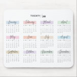 2030 VOLLES JAHR KALENDER PASTEL HANDSCHRIFTLICHE  MOUSEPAD<br><div class="desc">Bleibe und inspiriert mit diesem 2030 Volljahr Kalendermauspad. Jeden Monat wird in sanften Pastelltönen schön hervorgehoben und in einem handgeschriebenen Schriftart im eleganten Skriptstil angezeigt, der dem Arbeitsbereich eine Touch an Eleganz verleiht. Dieses Mauspad eignet sich ideal für eine schnelle Datumsreferenz während der Arbeit und kombiniert Funktionalität mit Stil. Ein...</div>