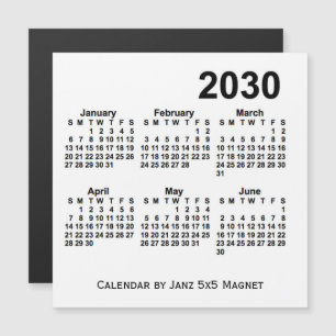 2030 Weißer 6-Monats-Kalender von Janz 5x5 Magnet