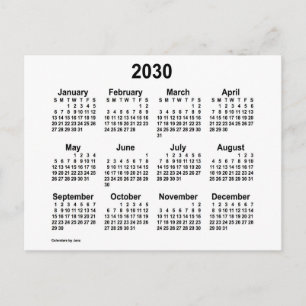 2030 Weißer Mini-Kalender von Janz Postkarte