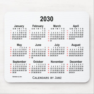2030 White 52 Weeks Calendar von Janz Mouse Pad Mousepad