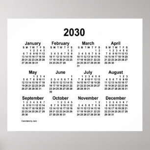 2030 White Calendar by Janz Print Poster