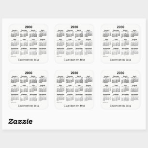 2030 White Calendar by Janz Square Sticker