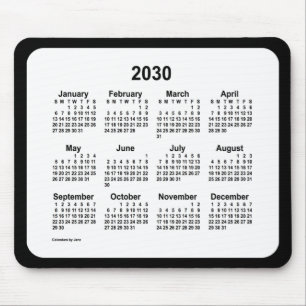 2030 White on Black Calendar by Janz Two Tone Mousepad