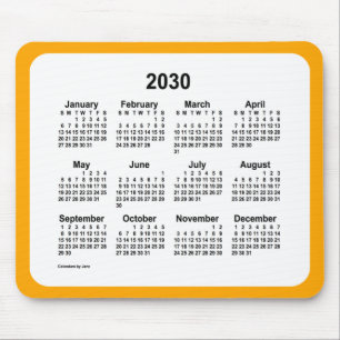 2030 White on Orange Calendar by Janz Two Tone Mousepad