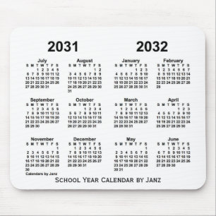 2031-2032 Weißer Schuljahrskalender von Janz Mousepad