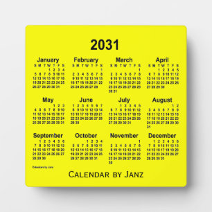 2031 Gelber Schreibtisch Kalender von Janz Fotoplatte