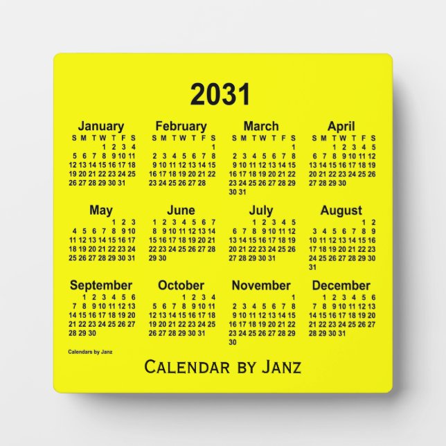 2031 Gelber Schreibtisch Kalender von Janz Fotoplatte (Vorderseite)