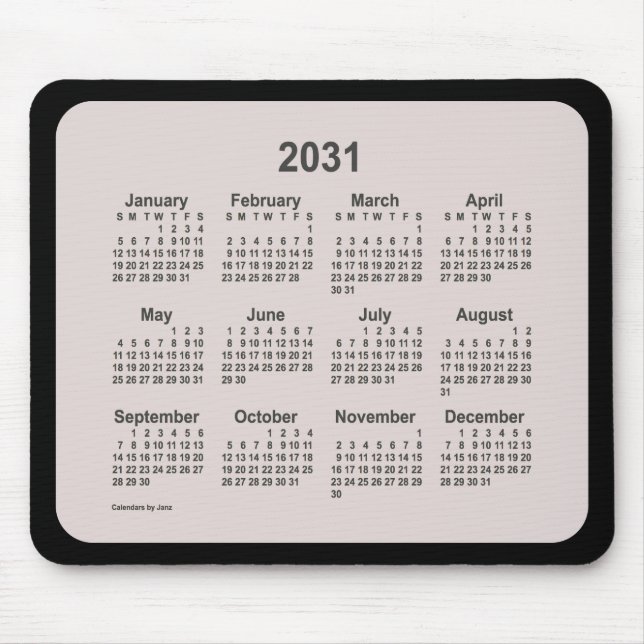 2031 La Boca auf schwarzen Kalender von Janz Two T Mousepad (Vorne)
