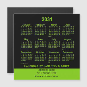 2031 Neon Yellow Green Business Calendar von Janz Magnetkarte