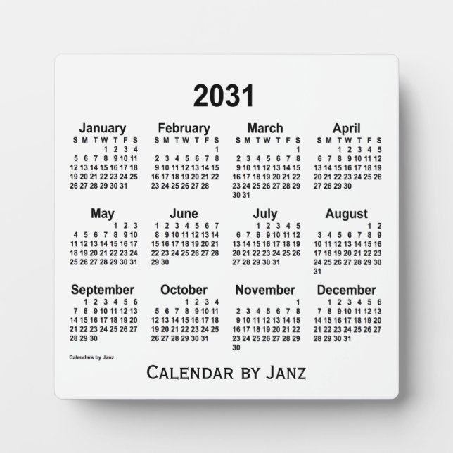 2031 Weißbuch-Kalender von Janz Fotoplatte (Vorderseite)