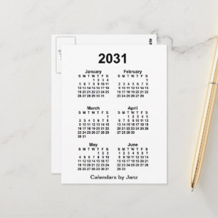 2031 Weißer 6-Monate-Mini-Kalender von Janz Postkarte