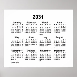 2031 Weißer Kalender von Janz Print Poster