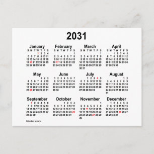 2031 Weißer Mini-Feiertagskalender von Janz Postkarte
