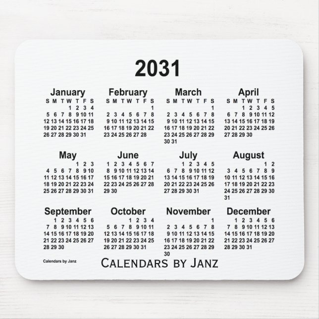 2031 Weißkalender von Janz Mouse Pad Mousepad (Vorne)