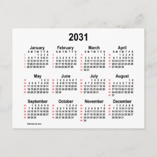 2031 White 52 Weeks Mini Calendar by Janz Postkarte