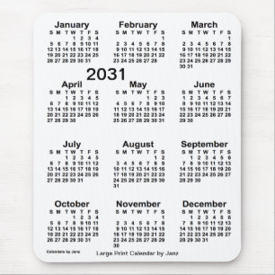 2031 White Large Print Calendar von Janz Mousepad