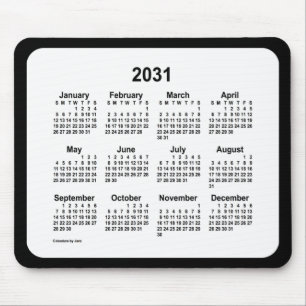 2031 White on Black Calendar by Janz Two Tone Mousepad