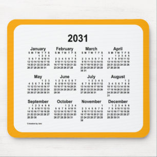 2031 White on Orange Calendar by Janz Two Tone Mousepad