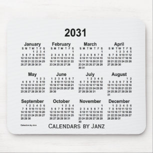 2031 White Smoke Calendar von Janz Mouse Pad Mousepad