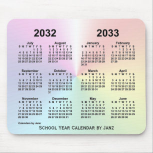 2032-2033 Rainbow Cloud School Calendar by Janz Mousepad