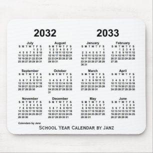 2032-2033 Weißer Schuljahrskalender von Janz Mousepad