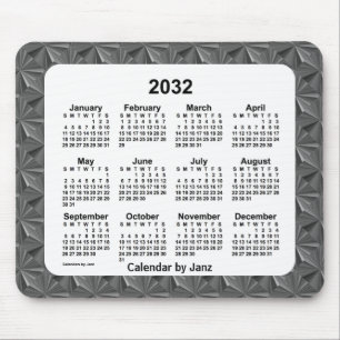 2032 Black Diamonds Calendar Mousepad