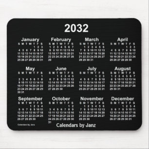 2032 Neon White Calendar von Janz Mouse Pad Mousepad
