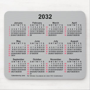 2032 Silver 52 Weeks ISO Calendar by Janz Mousepad