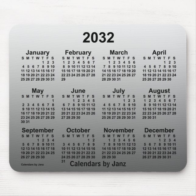 2032 - Verblasster Weißkalender von Janz Mousepad (Vorne)