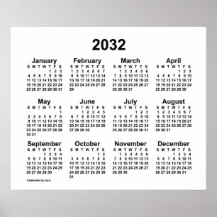 2032 Weißer Kalender von Janz Print Poster