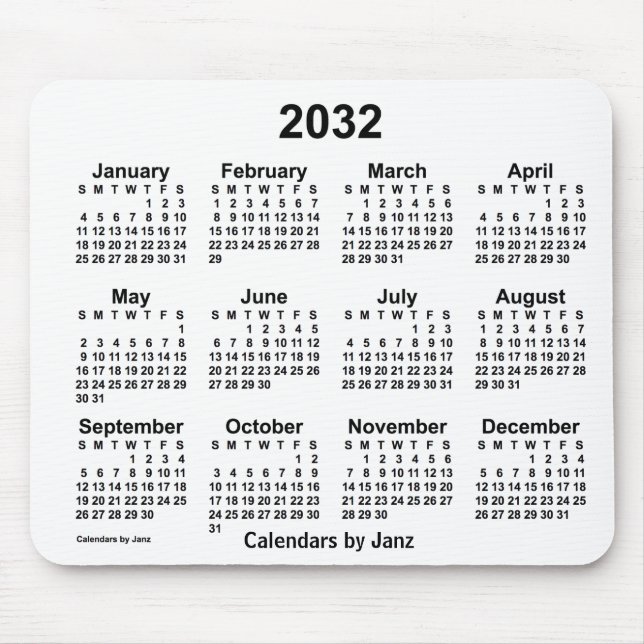 2032 Weißkalender von Janz Mouse Pad Mousepad (Vorne)