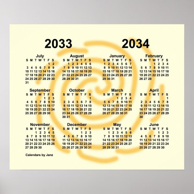 2033-2034 Sonnentage Schuljahr von Janz Poster (Vorne)