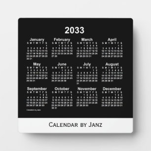 2033 Neon White Desk Kalender von Janz Fotoplatte