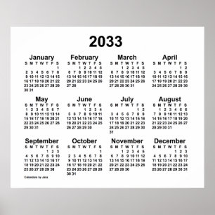 2033 Weißer Kalender von Janz Print Poster