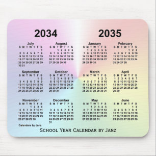 2034-2035 Rainbow Cloud School Calendar by Janz Mousepad