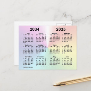 2034-2035 Rainbow Cloud School Kalender von Janz Postkarte