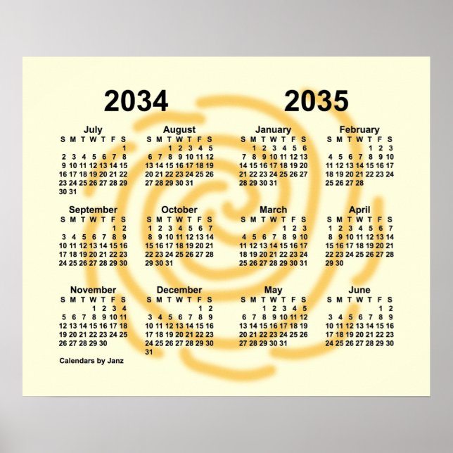 2034-2035 Sonnentage Schuljahr von Janz Poster (Vorne)