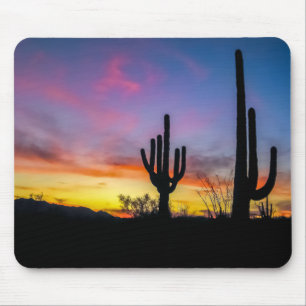 2034-2-Wüste Arizona bei Sonnenuntergang mit Kaktu Mousepad