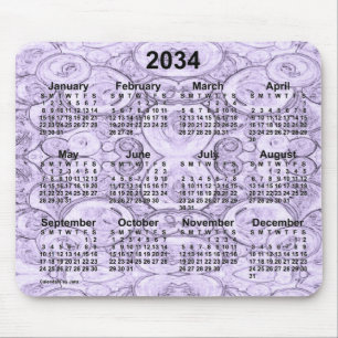 2034 Tiny Bubbles Lila Calendar von Janz Mousepad